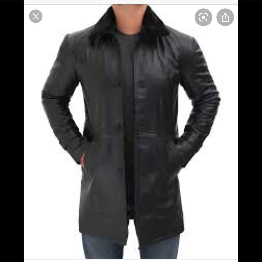 🕺 Black Real leather shearing coat new 👑